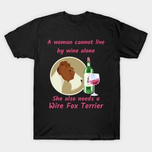 A Funny Wire Fox Terrier and Wine T-Shirt